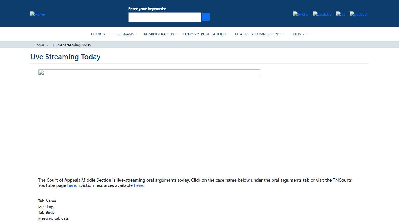 Live Streaming Today Tennessee Administrative Office of the Courts